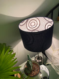 Double-sided 'Hidden Circles 1' French navy with black/white Ankara print lampshade