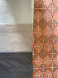 Double-sided ‘Graphic’ grey & orange Ankara fabric lampshade