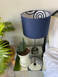 Double-sided 'Hidden Circles 1' French navy with black/white Ankara print lampshade