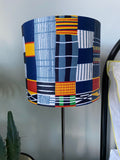 Single-sided grey and yellow ‘grid’ pattern Ankara lampshade