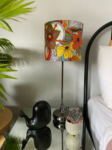 Single-sided ‘Colouring Book’ floral pattern Ankara lampshade