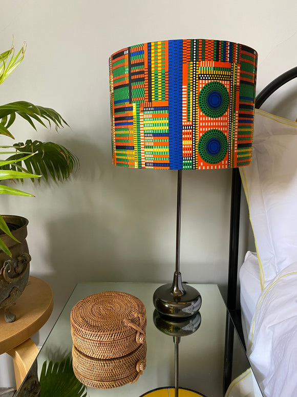 Double-sided ‘Grid’ multicoloured Ankara print lampshade