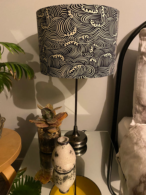 double-sided ‘an awesome wave’ japanese cotton lampshade