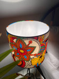 Single-sided ‘Colouring Book’ floral pattern Ankara lampshade