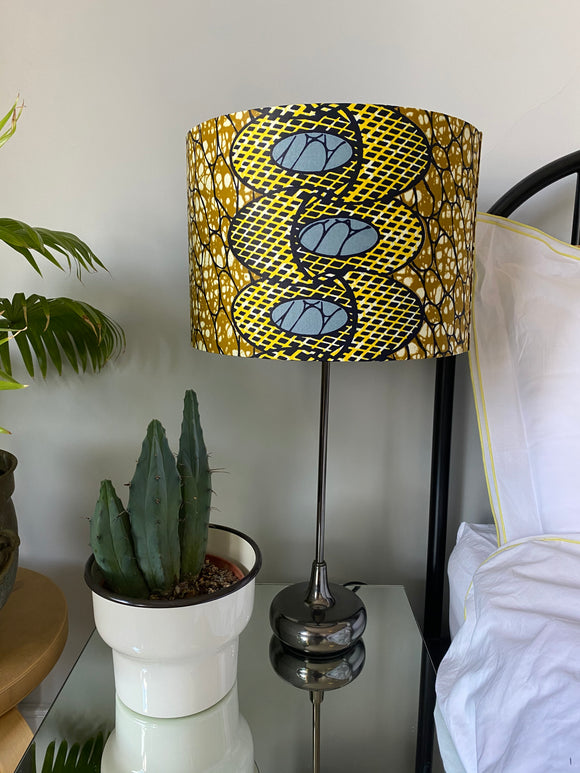 Double-sided 'Do You Remember The First Time' Ankara print lampshade with striped inner
