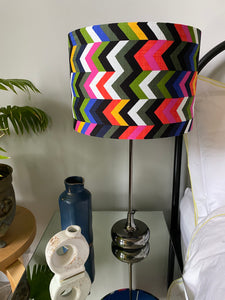 Double-sided 'Horizontal Chevron’ multicoloured print lampshade