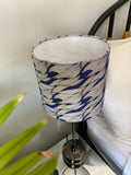 Single-sided ‘Wave’ white Ankara print fabric lampshade