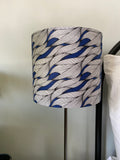 Single-sided ‘Wave’ white Ankara print fabric lampshade