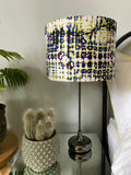 Double-sided 'Abstract' blue, lime & white Ankara graphic print lampshade