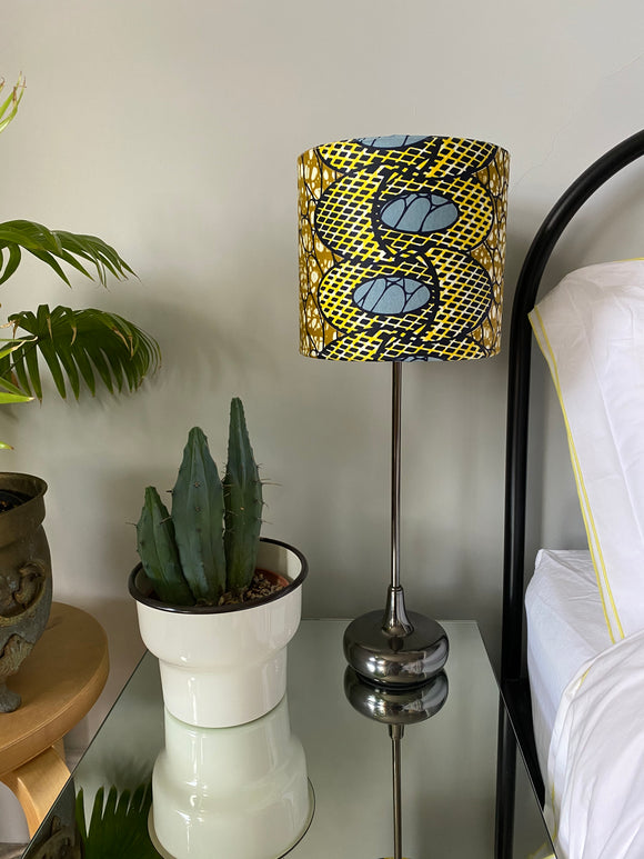 Single-sided 'The First Time' grey and yellow ovals Ankara lampshade