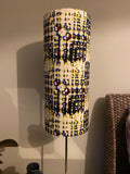 Single-sided tapered cone 'Abstract' blue, lime & white Ankara graphic print fabric lampshade
