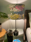 Double-sided 'Neon Zebra' graphic print lampshade