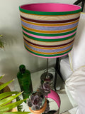 Double-sided 'Pink & Green Stripes' Ankara print lampshade