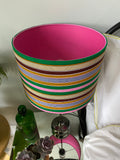 Double-sided 'Pink & Green Stripes' Ankara print lampshade